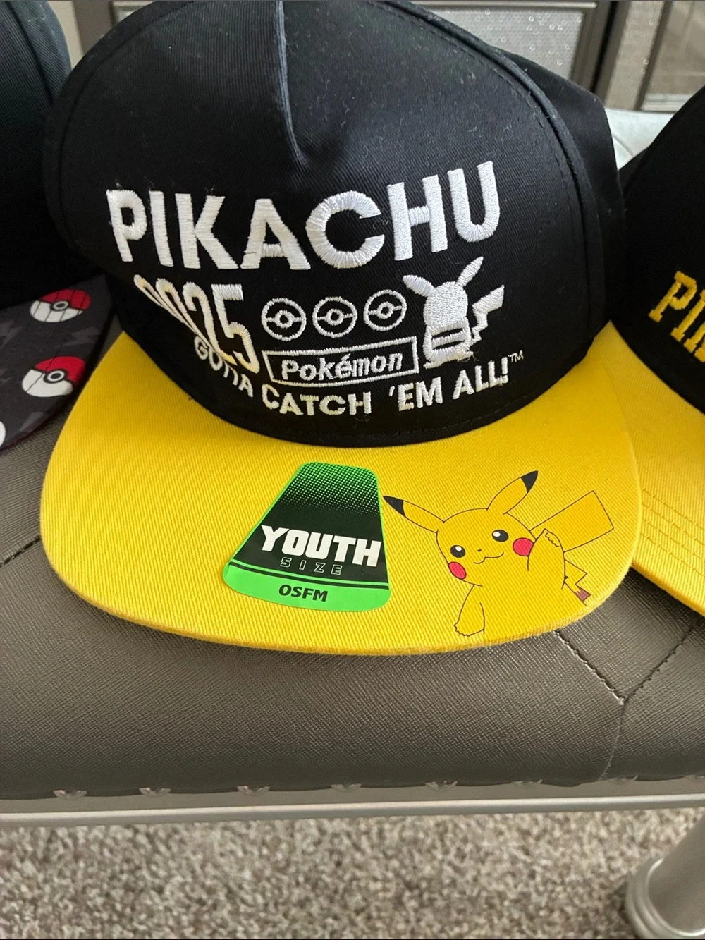 5 hats Pikachu Black and Yellow Kids Baseball Cap - Licensed Pokémon Hat